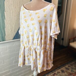 Lane Bryant Lemon 100% Cotton Cream Peplum